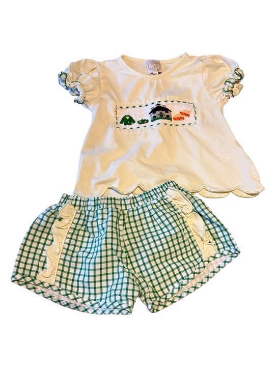 Other - Masters Golf Smocked 2 Piece Set Toddler Girls Size 2T Green Gingham Pale Yellow